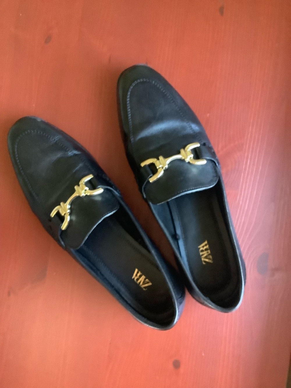 Zara black leather loafers size 40 (9)